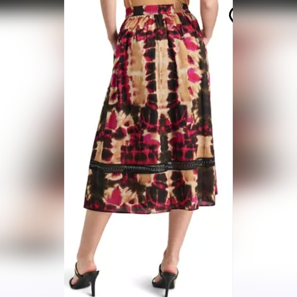 DKNY Women's Leaf Print A-Line Skirt  Large - Picture 2 of 16
